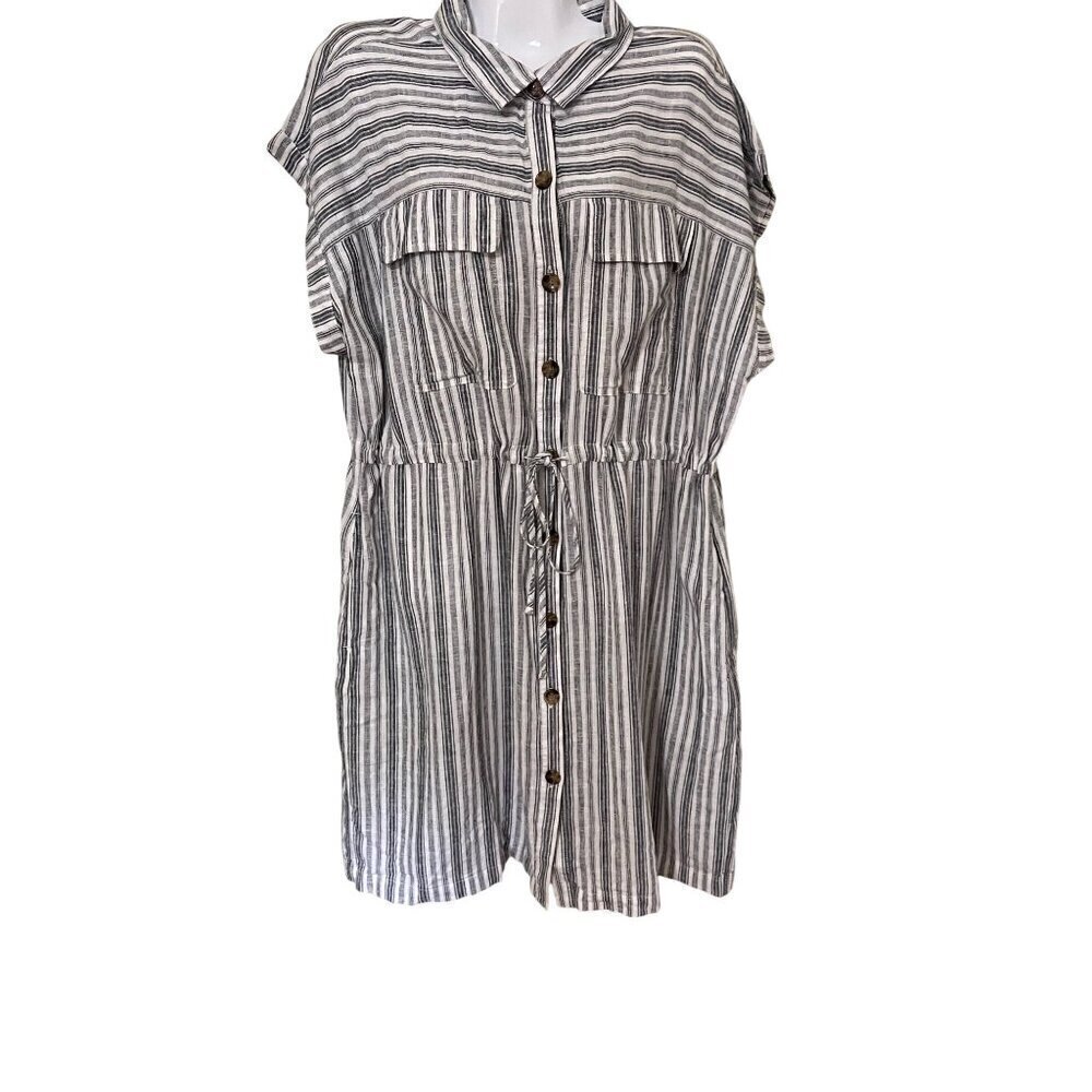 Time And Tru Buttom‎ Down Shirt Dress Linen Blend Beachy Resort Boho Lagenlook